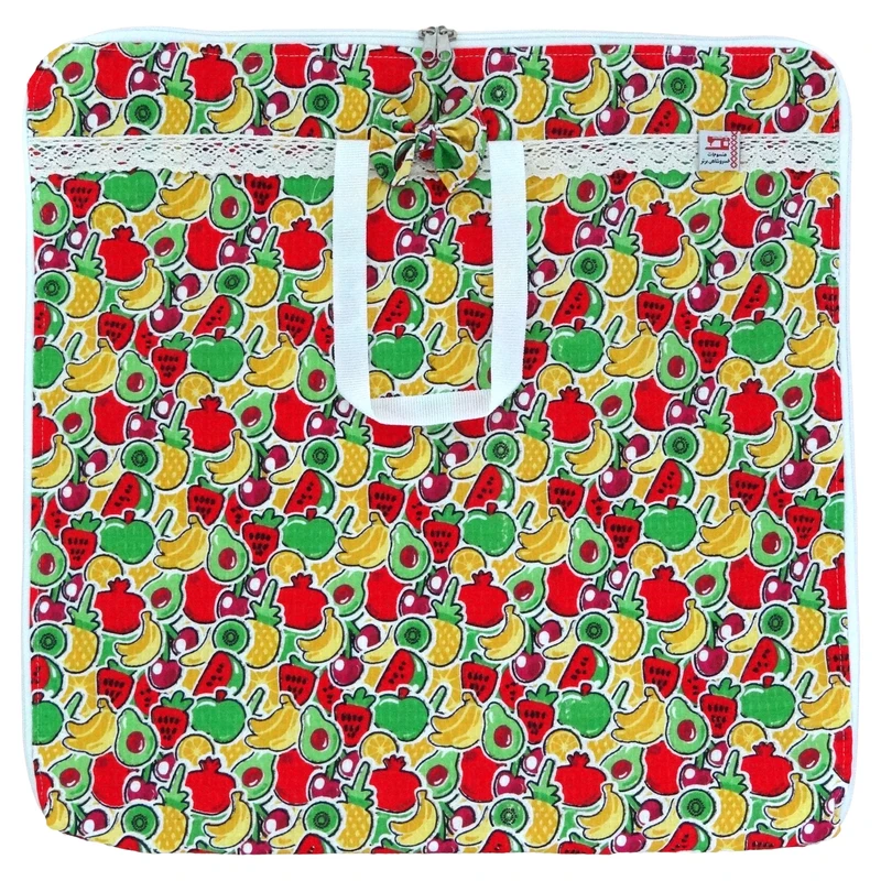 کیسه نان و سبزی منسوجات خسروشاهی برتر مدل  زیپدار طرح آووکادو کد NAN18