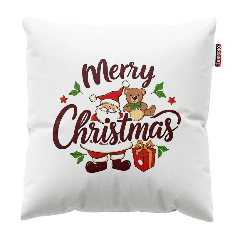 کوسن پاد آفرین مدل کریسمس طرح بابانوئل کاج گوزن آدم برفی کد PK402501 سایز 40*40 سانتی متر