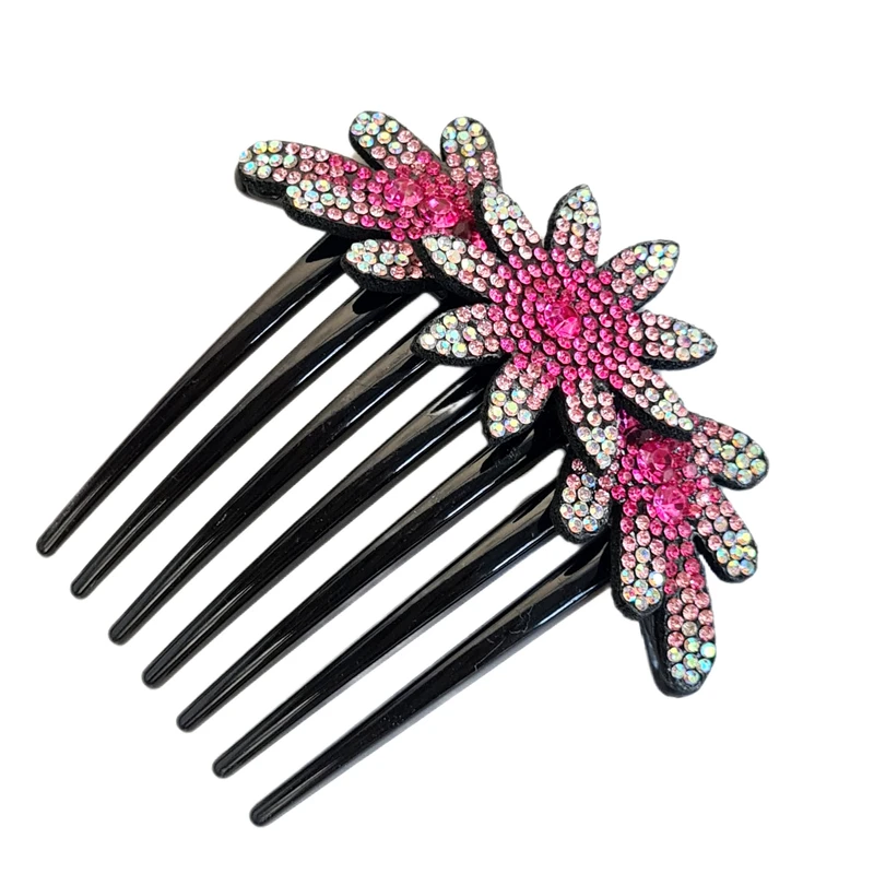 شانه مو زنانه مدل گل نگینی کد ch57