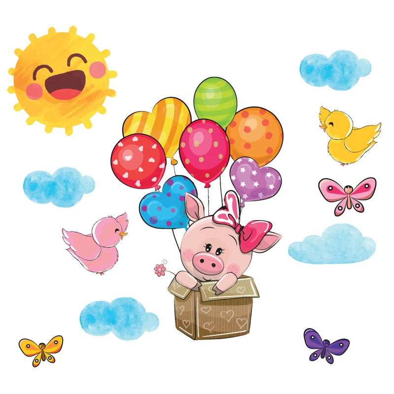 استیکر دیواری کودک مدل cute9 hk
