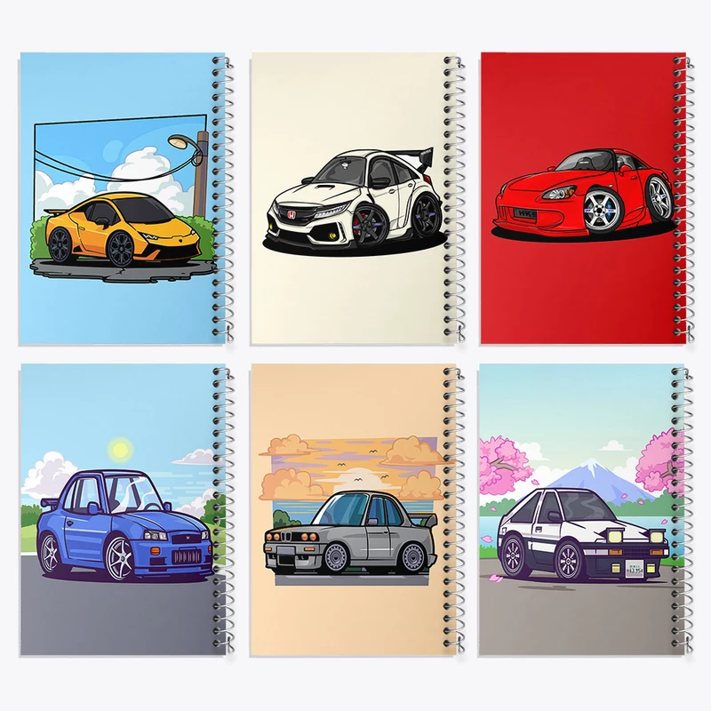 دفتر نقاشی 50 برگ خندالو طرح ماشین اسپرت کد 209 مجموعه 6 عددی
