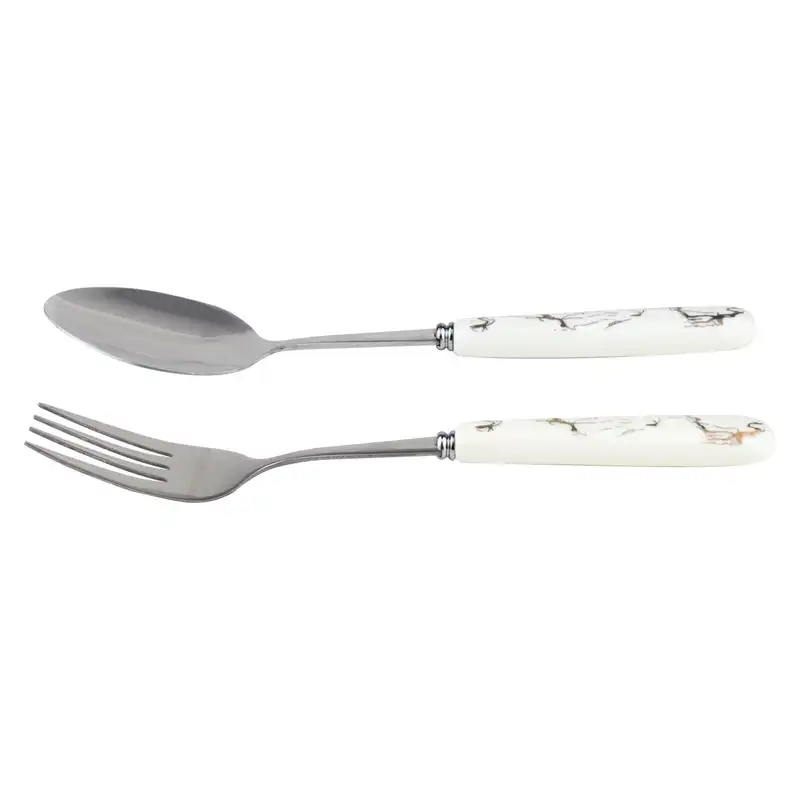 ست قاشق و چنگال 12 پارچه مدل دسته سرامیکی