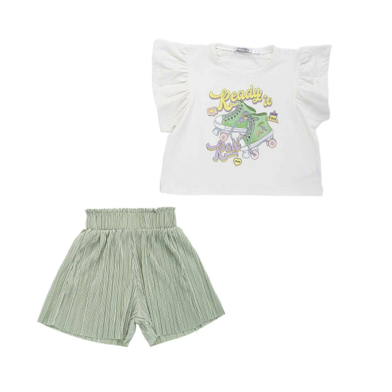 ست تی شرت و شلوارک دخترانه مدل MDSS-CH1803