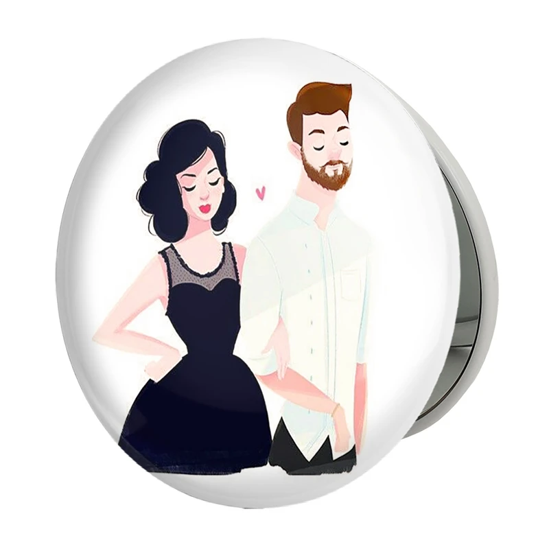 آینه جیبی خندالو طرح عاشقانه مدل تاشو کد 1898 