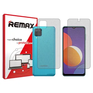 Remix matte screenprotector HyMTT model suitable for Samsung Galaxy M12 mobile phones along with the back of the phone