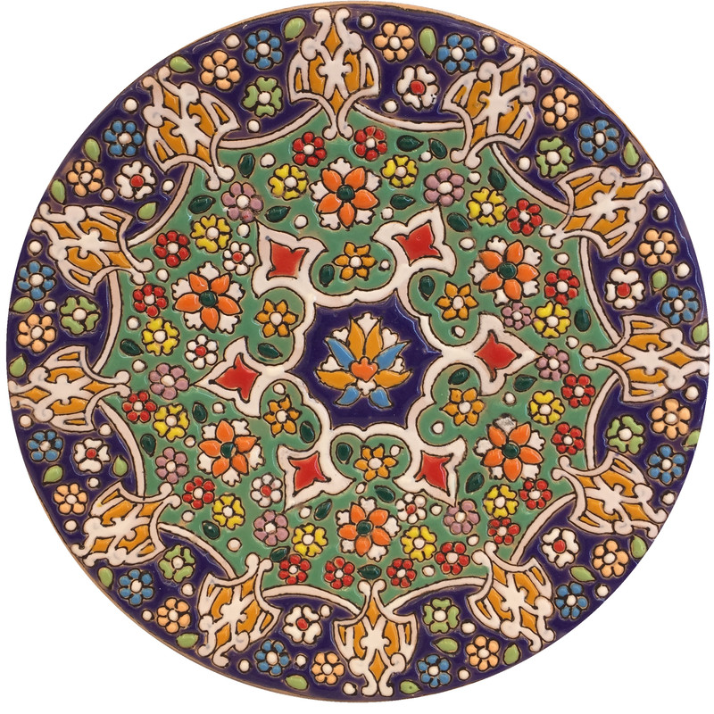 بشقاب میناکاری سفالی زمانیان کد ZMN15024