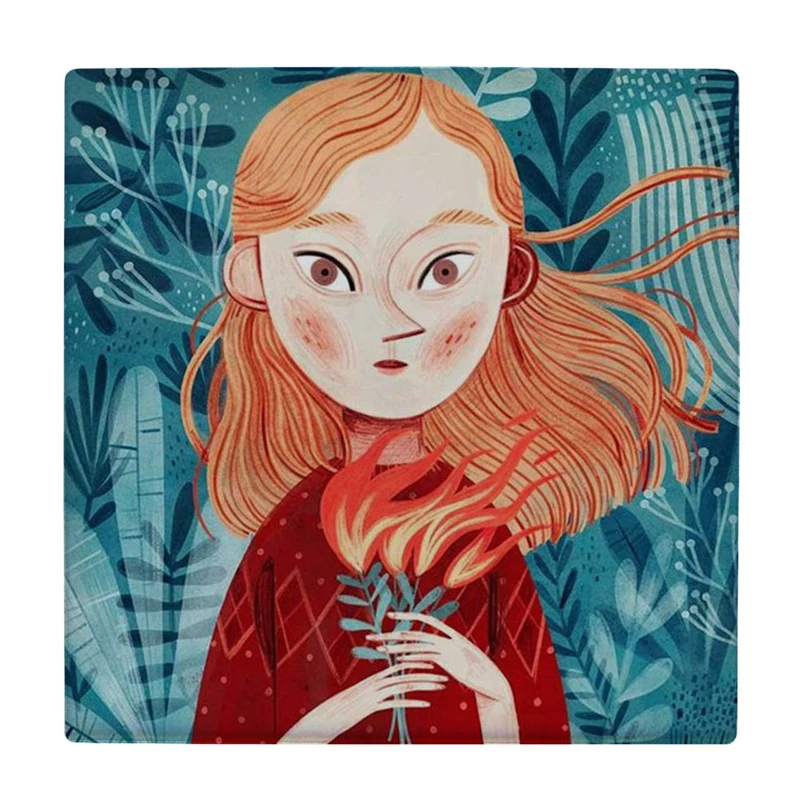   زیر لیوانی طرح نقاشی دختر و شاخه های گل کد    4071958_2696