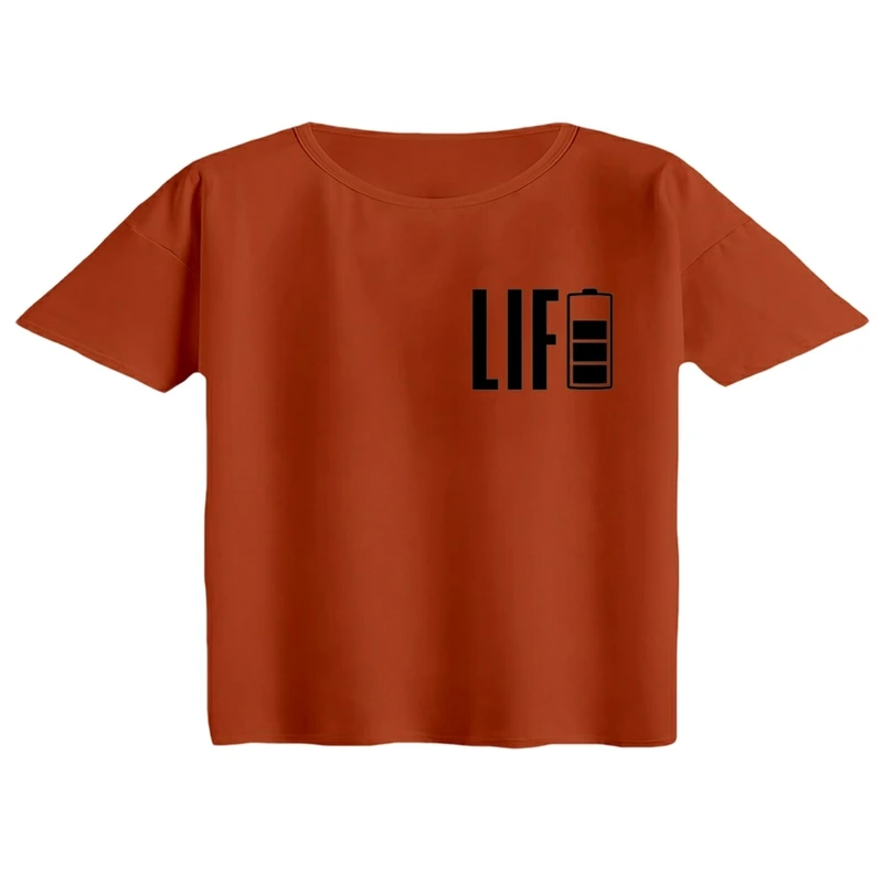 کراپ تی‌شرت آستین کوتاه زنانه مدل لایف