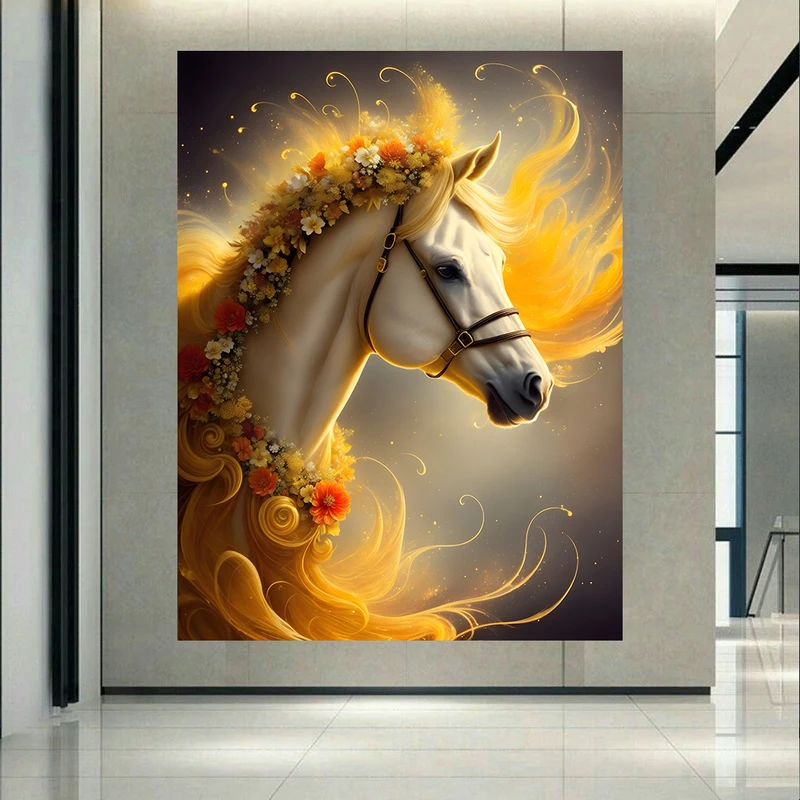 پوستر دیواری طرح اسب یال گلی کد AR302584