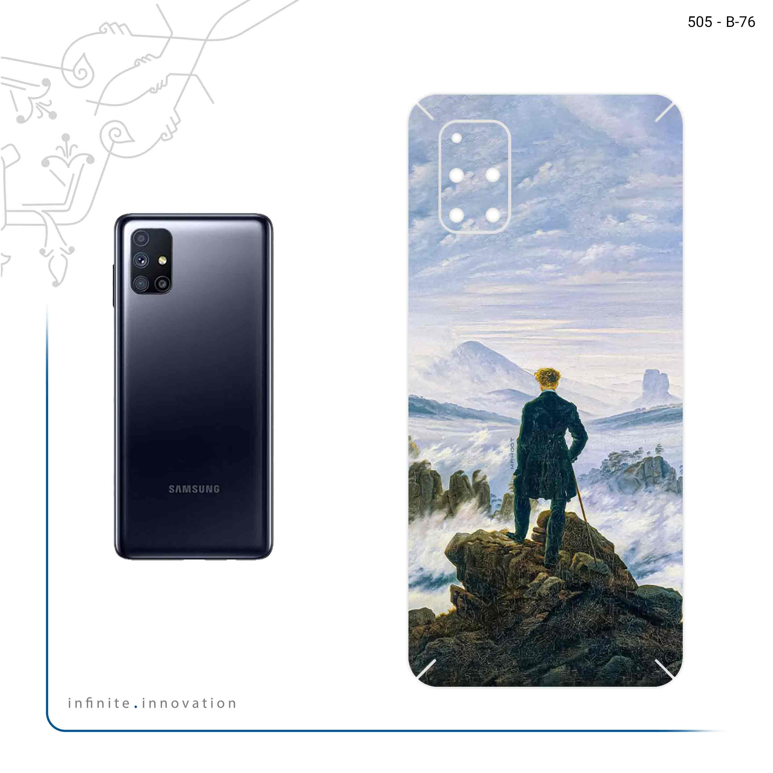 برچسب پوششی ماهوت مدل Wanderer above the Sea of Fog مناسب برای گوشی موبایل سامسونگ Galaxy M51