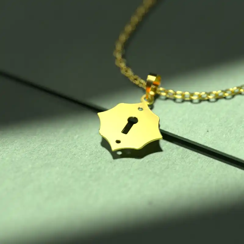 گردنبند طلا 18 عیار زنانه مدوپد مدل قفل کد F3-1-1158