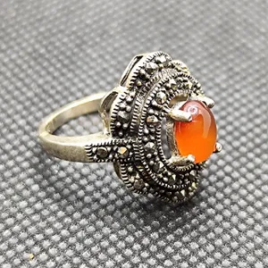 انگشتر نقره زنانه مدل عقیق یمانی کد 13