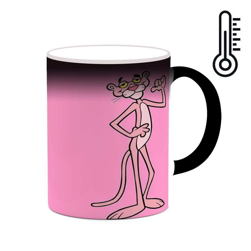 ماگ حرارتی کاکتی مدل کارتون پلنگ صورتی کد mgh23515