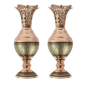 گلدان خاتم کاری مسی کد s01 مجموعه 2 عددی