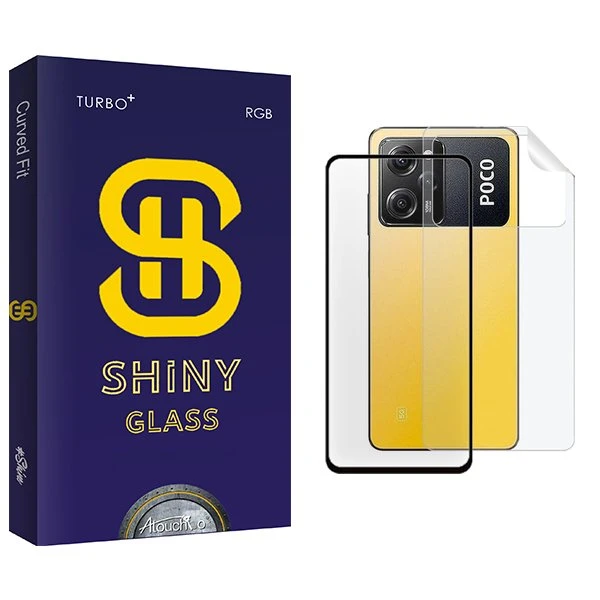 محافظ صفحه نمایش شیشه ای آتوچبو مدل Shiny مناسب برای گوشی موبایل شیائومی Poco X5 Pro  به همراه محافظ پشت گوشی