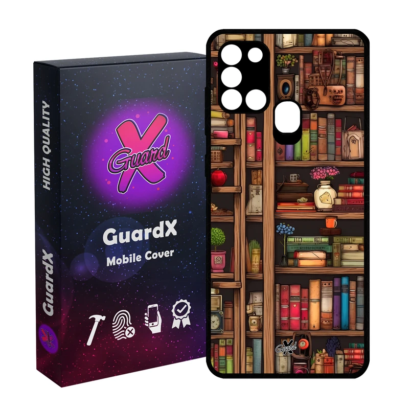 کاور گارد ایکس طرح کتابخانه مدل Glass10711 مناسب برای گوشی موبایل سامسونگ Galaxy A21s