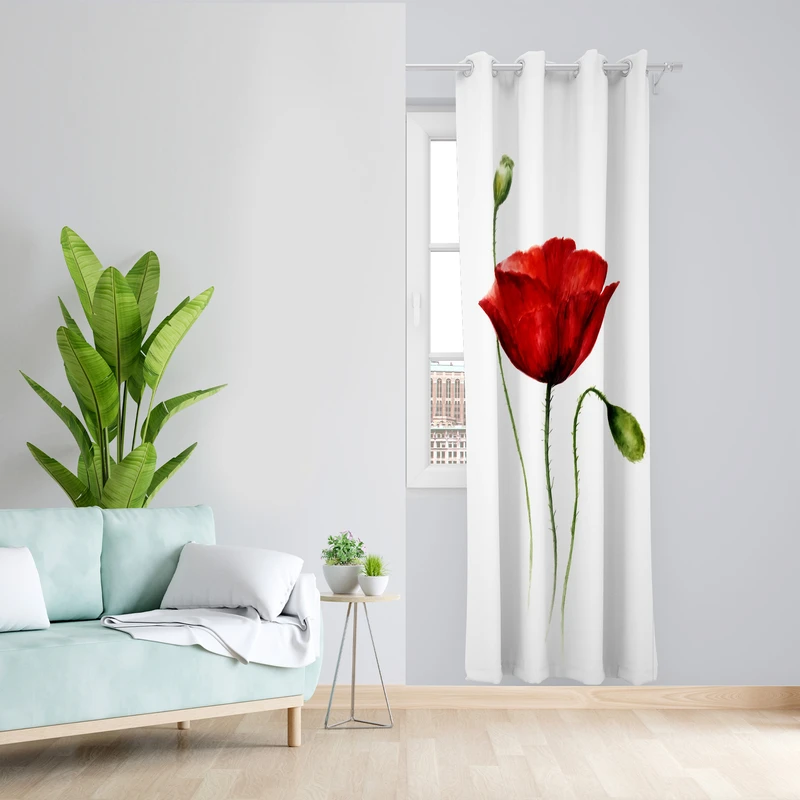 پرده طرح گل لاله مدل مخمل پانچی کد 4821 z سایز 140x200 سانتی متر