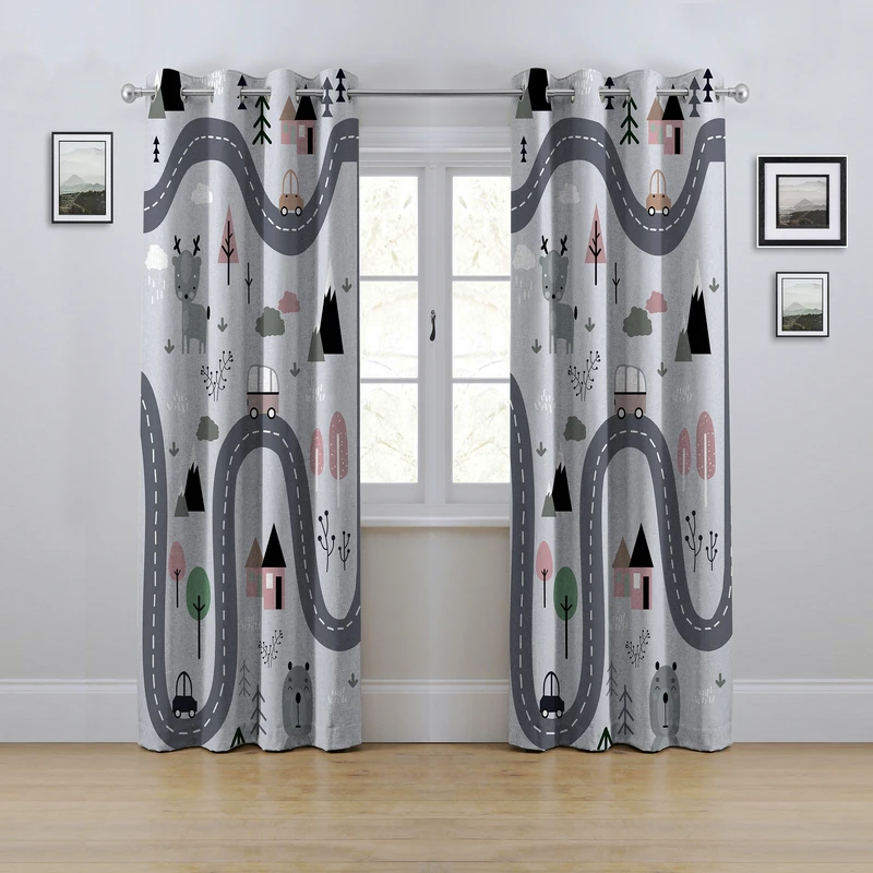 پرده مدل پانچی طرح جاده سایز 280x145 سانتی متر