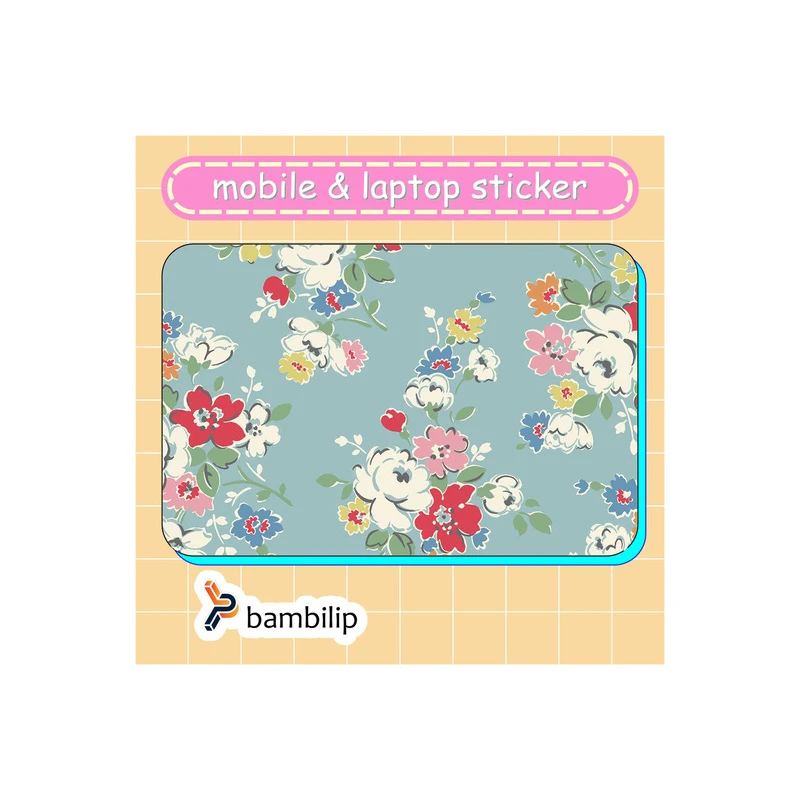 استیکر بامبیلیپ مدل کارت عابر طرح پترن گل با زمینه فیروزه ای کد 5347017