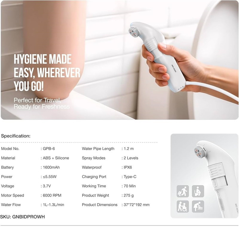 خودشور شلنگی سفری گرین لاین مدل Bidet Pro