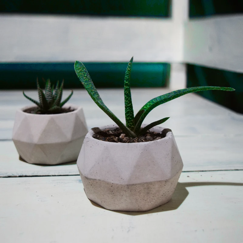 عکس شماره 4 : گلدان بتنی مدل چند وجهی بسته 2 عددی