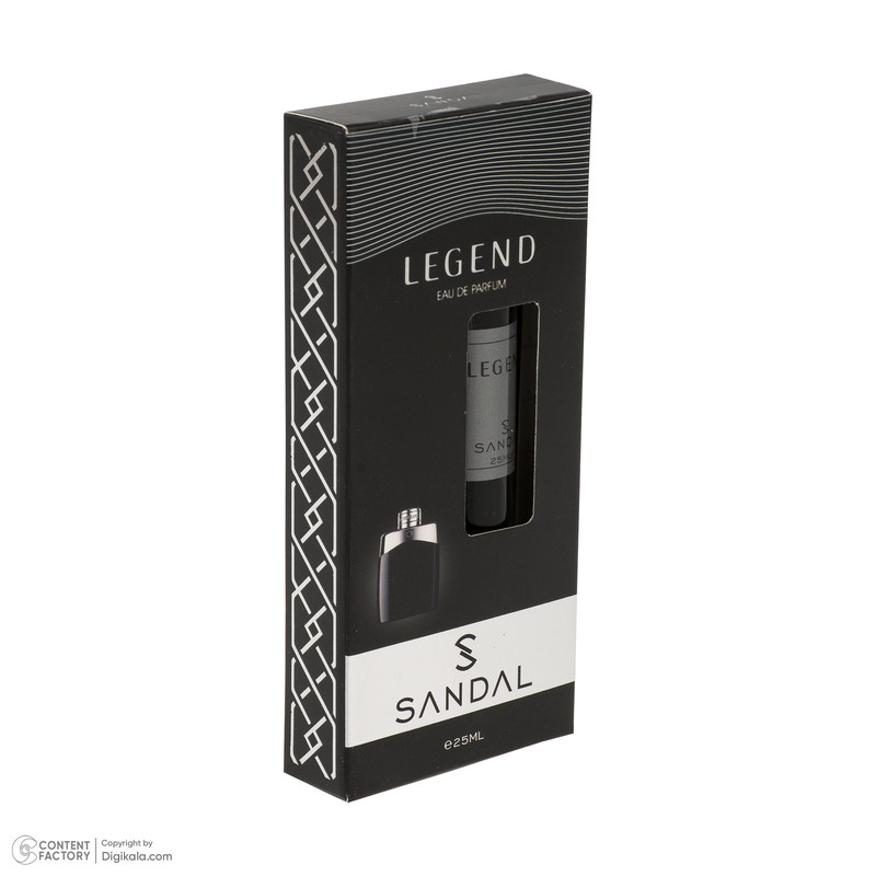 عطر جیبی مردانه صندل مدل LEGEND با رایحه شیرین، خنک حجم 25 میلی‌لیتر