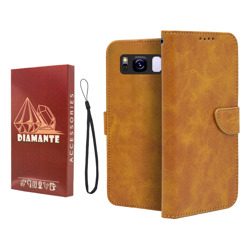 کیف کلاسوری دیامانته مدل Mortand Ros مناسب برای گوشی موبایل سامسونگ Galaxy S8 به همراه بندآویز