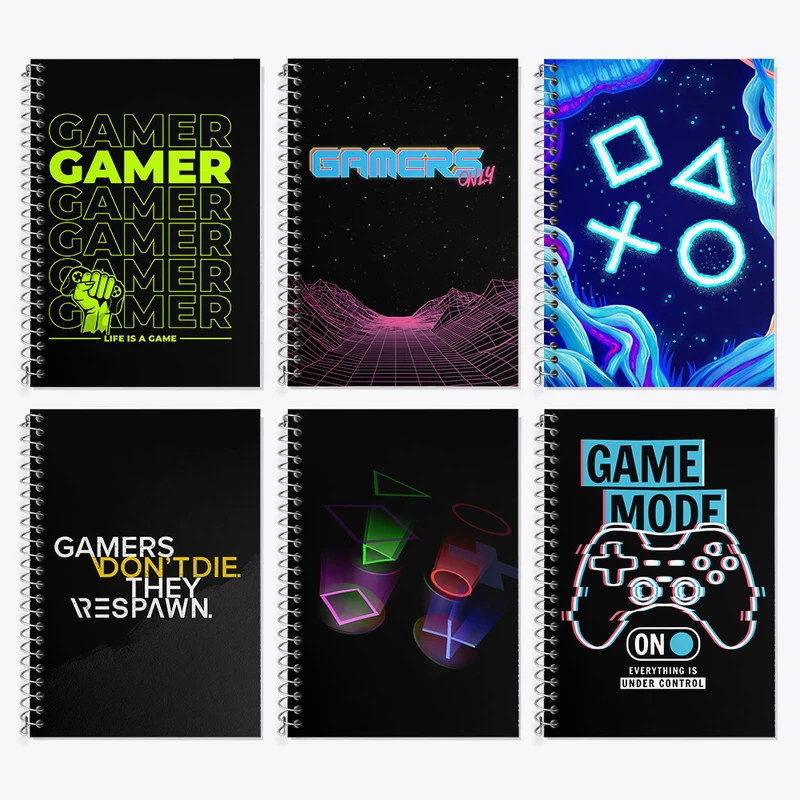 دفتر زبان 50 برگ خندالو مدل دو خط طرح گیمر (Gamer) کد 910 مجموعه 6 عددی