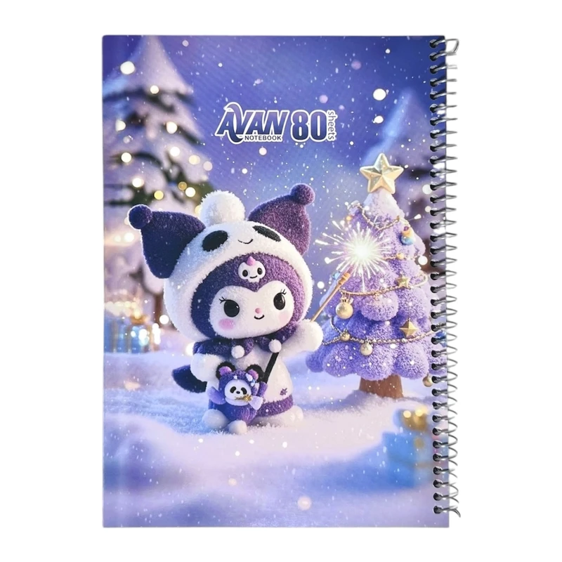 دفتر مشق 80 برگ آوان مدل حاشیه دار طرح کرومی زمستان کد lf1