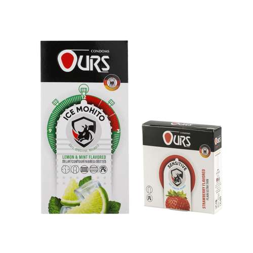 کاندوم خاردار و تاخیری اورز مدل Ice Mohito بسته 12 عددی به همراه کاندوم تاخیری اورز مدل Sensitive بسته 3 عددی
