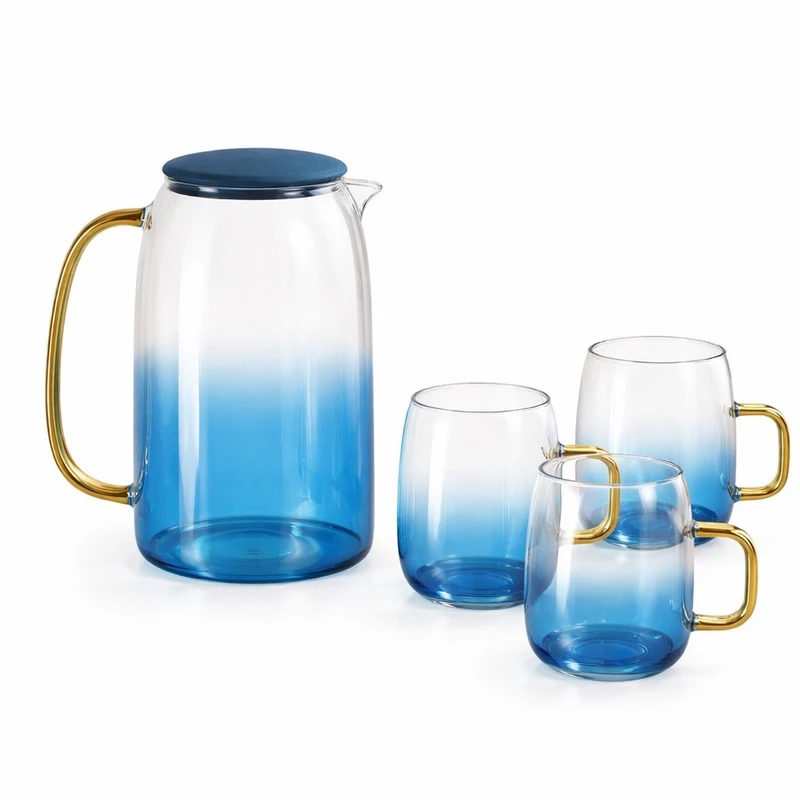 سرویس پارچ و لیوان 8 پارچه مدل شفاف درب سیلیکونی