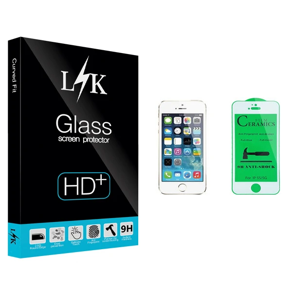 محافظ صفحه نمایش سرامیکی ال کی مدل Hard glass مناسب برای گوشی موبایل اپل iPhone 5s