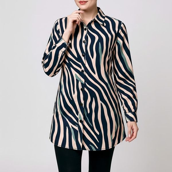 شومیز آستین بلند یقه برگردان زنانه مدل 112395