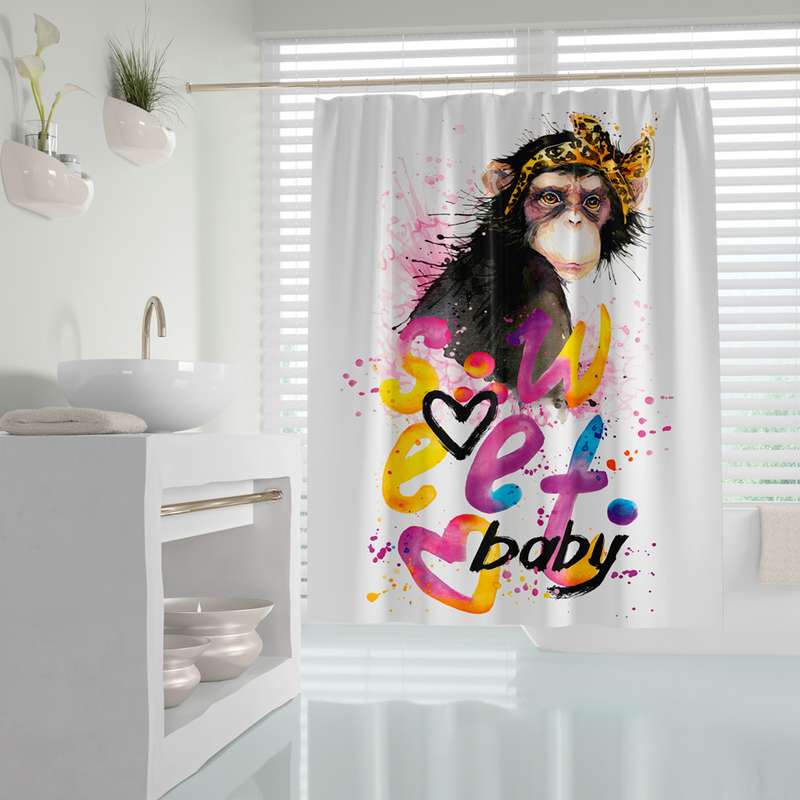 پرده حمام دلفین مدل Sweet Baby سایز 180x200 سانتی متر