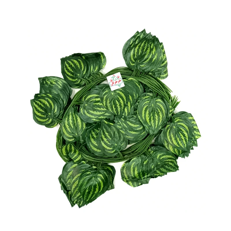 گل مصنوعی جُرجُرگل مدل ریسه برگ نخی هندوانه بسته 12 عددی 