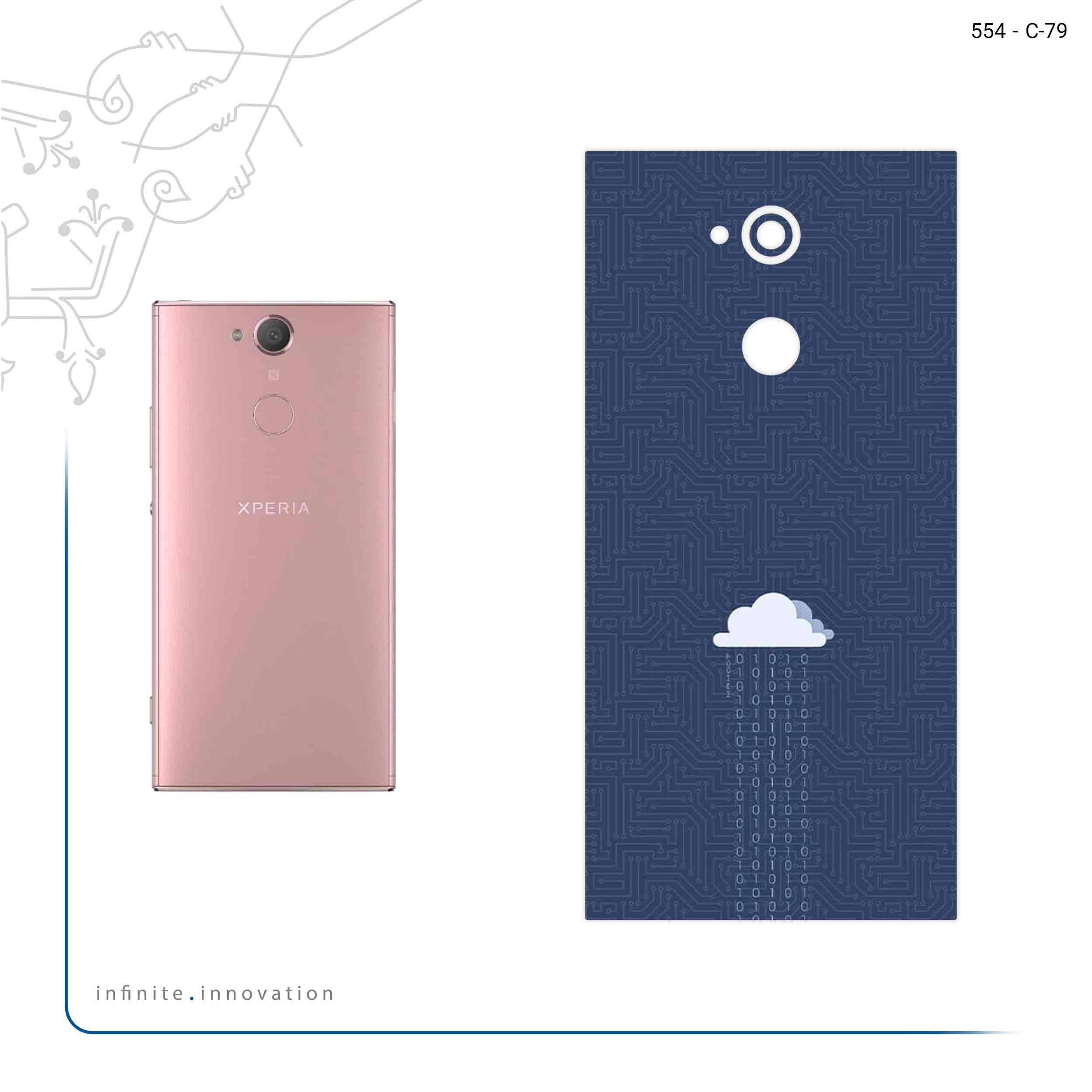 برچسب پوششی ماهوت مدل Minimal Data Cloud مناسب برای گوشی موبایل سونی Xperia XA2 Ultra