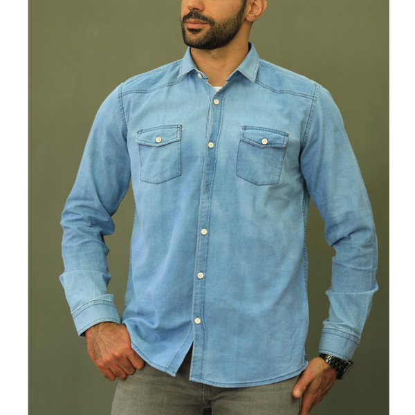 پیراهن آستین بلند مردانه لرد آرچر مدل جین کد 1036-050