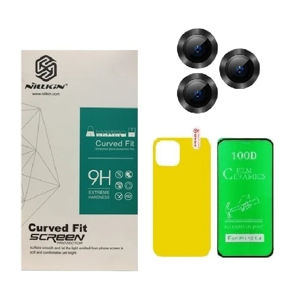 محافظ صفحه نمایش سرامیکی  مدل 2CRN مناسب برای گوشی موبایل اپل iPhone 12 pro   به همراه محافظ پشت گوشی و محافظ لنز دوربین
