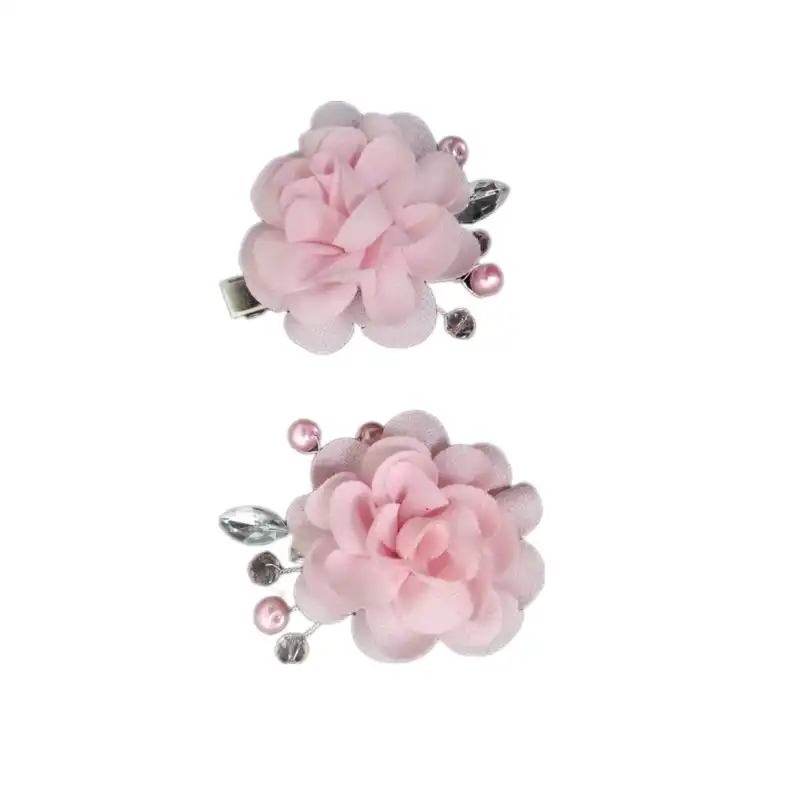 گیره مو دخترانه مدل گیره مو گل رز مجموعه 2 عددی