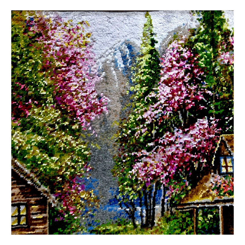 تابلو فرش دستباف طرح کوچه باغ بهاری ابریشمی کدDS019