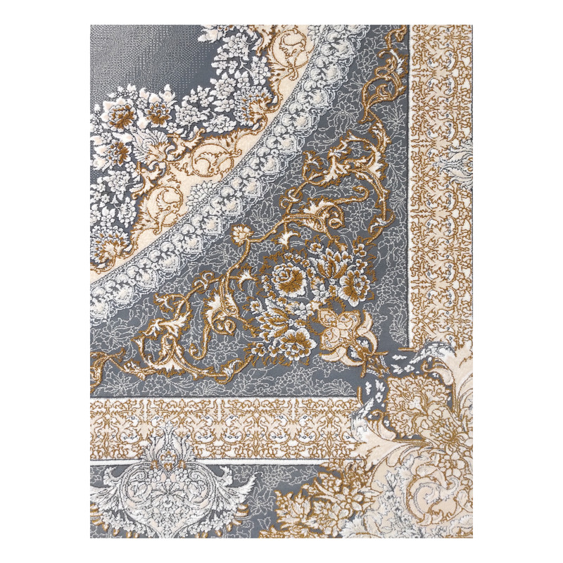 فرش ماشینی 700 شانه فرش مشهد زمینه و حاشیه طوسی کد 723502