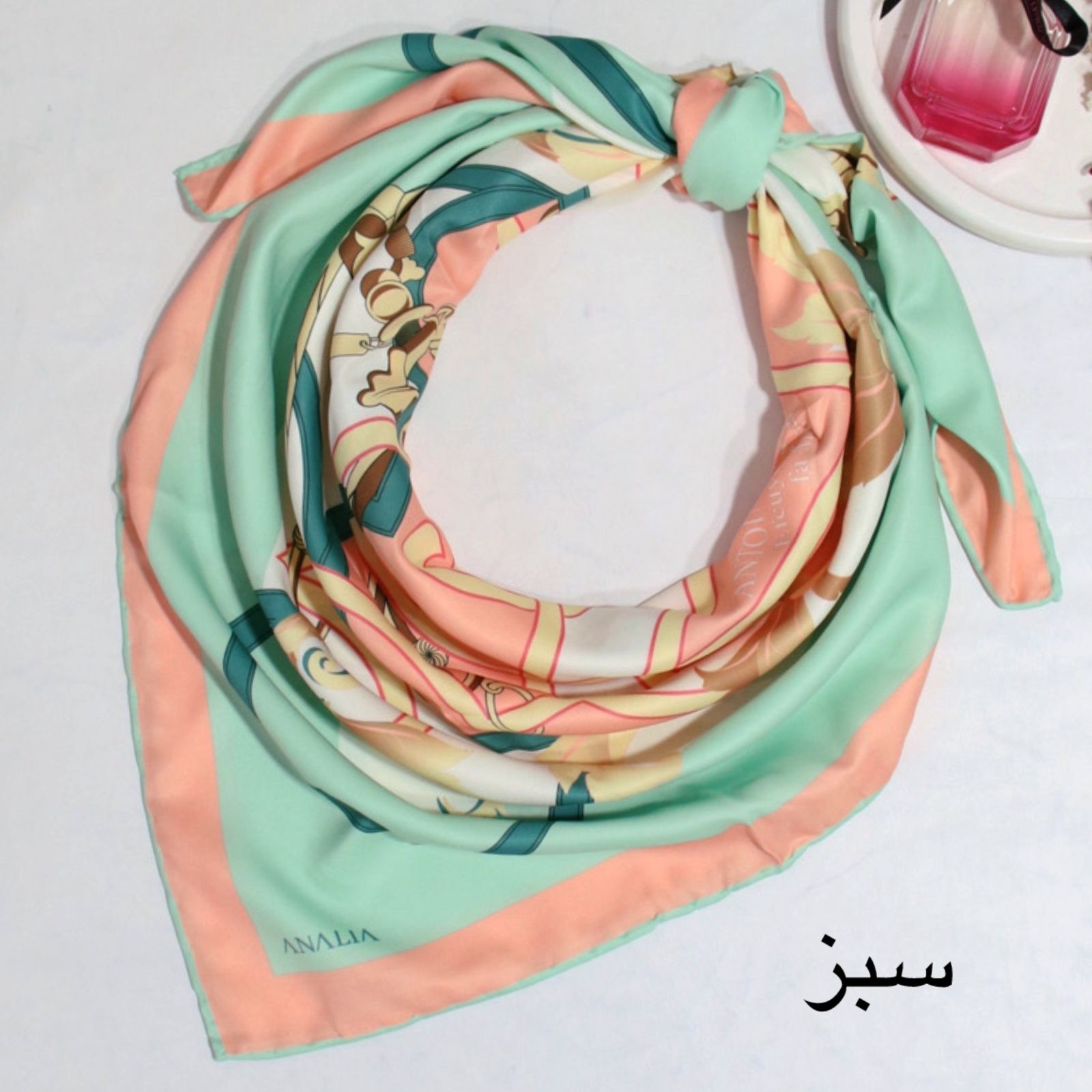 روسری زنانه آنالیا مدل ابریشم خاص دور دست دوز مزونی کد ana-6058 -  - 21