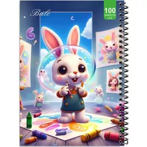 دفتر نقاشی 100 برگ بله مدل رحلی طرح فانتزی خرگوش نقاش کد A4-N121