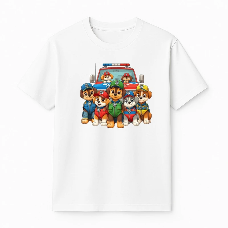 تی‌شرت آستین کوتاه پسرانه مدل سگ نگهبان پلیس 