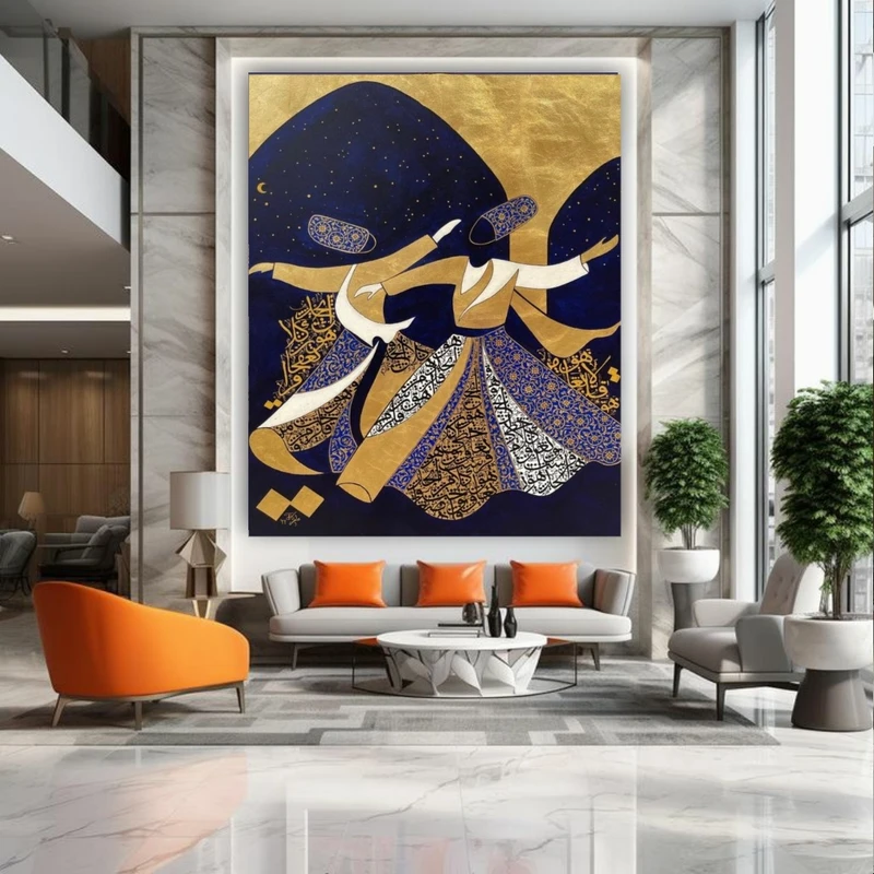 تابلو بوم طرح مخمل سنتی مدل رقص سماع کد FP106296