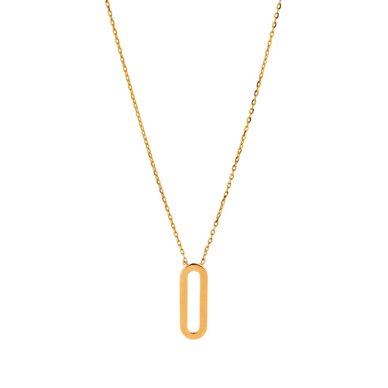 گردنبند طلا 18 عیار زنانه با زنجیر حلقهای (فلامینگو) گالری قو طلایی مدل مستطیل خالی