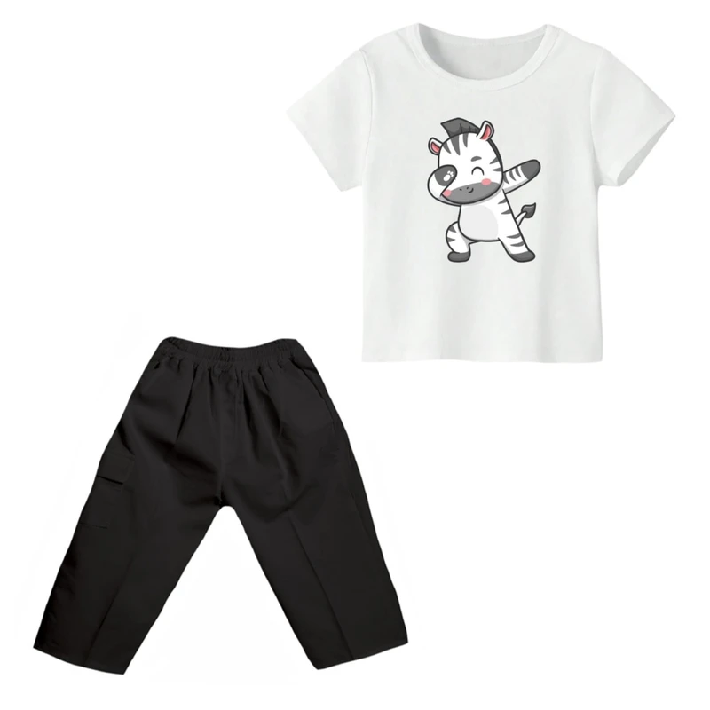 ست تی شرت و شلوارک پسرانه مدل گورخر کد ۱۶