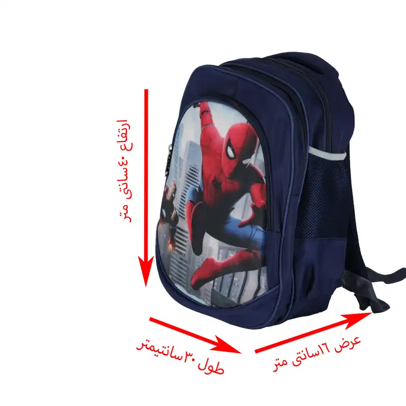 کوله پشتی طرح مردعنکبوتی به همراه جامدادی و کیف غذا