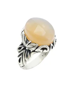 انگشتر نقره مردانه مدل عقیق یمن عسلی کد 74998  