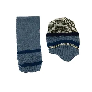 ست کلاه و شال گردن بافتنی پسرانه کد 02